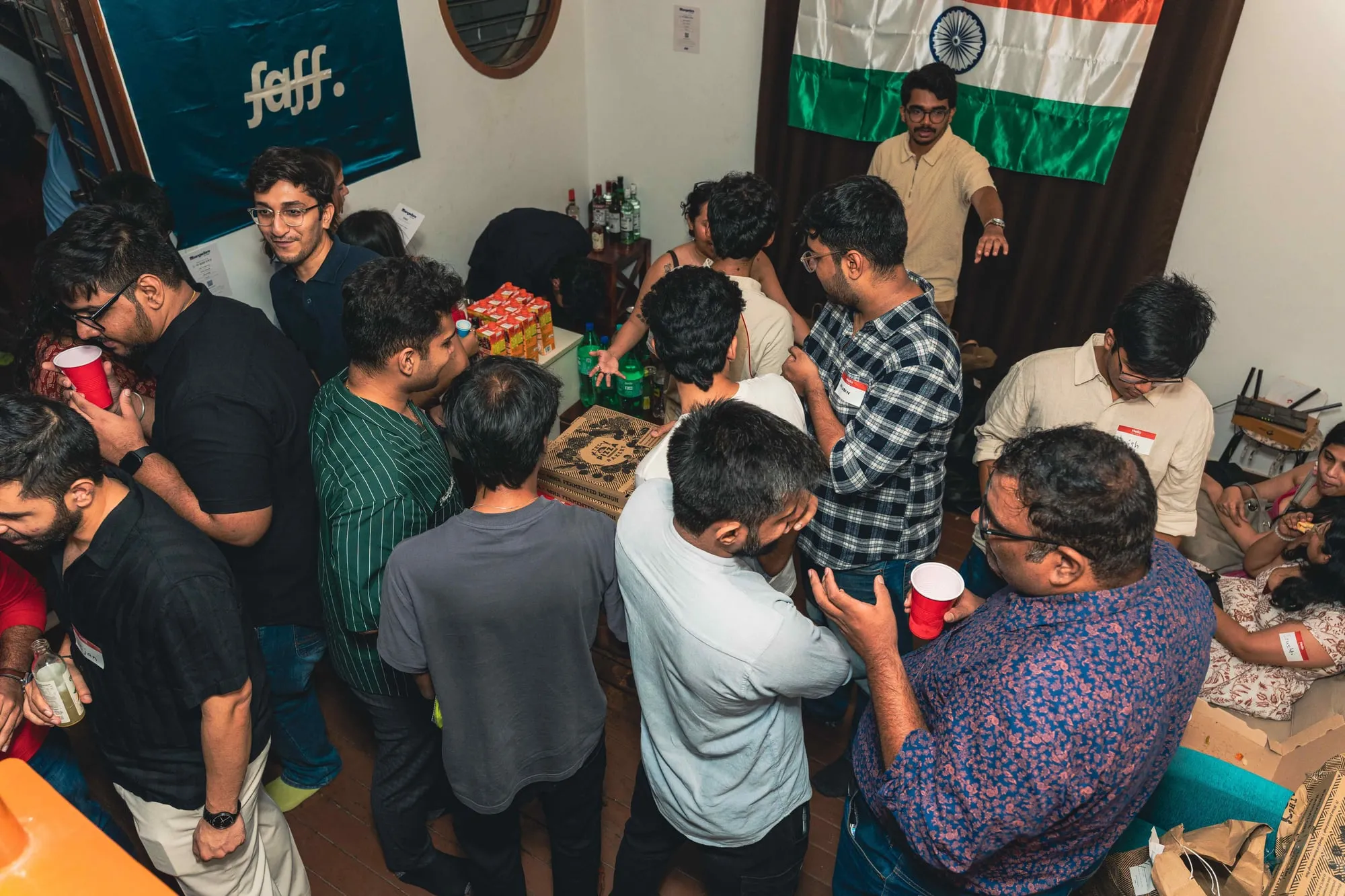 Pizza by the flag
